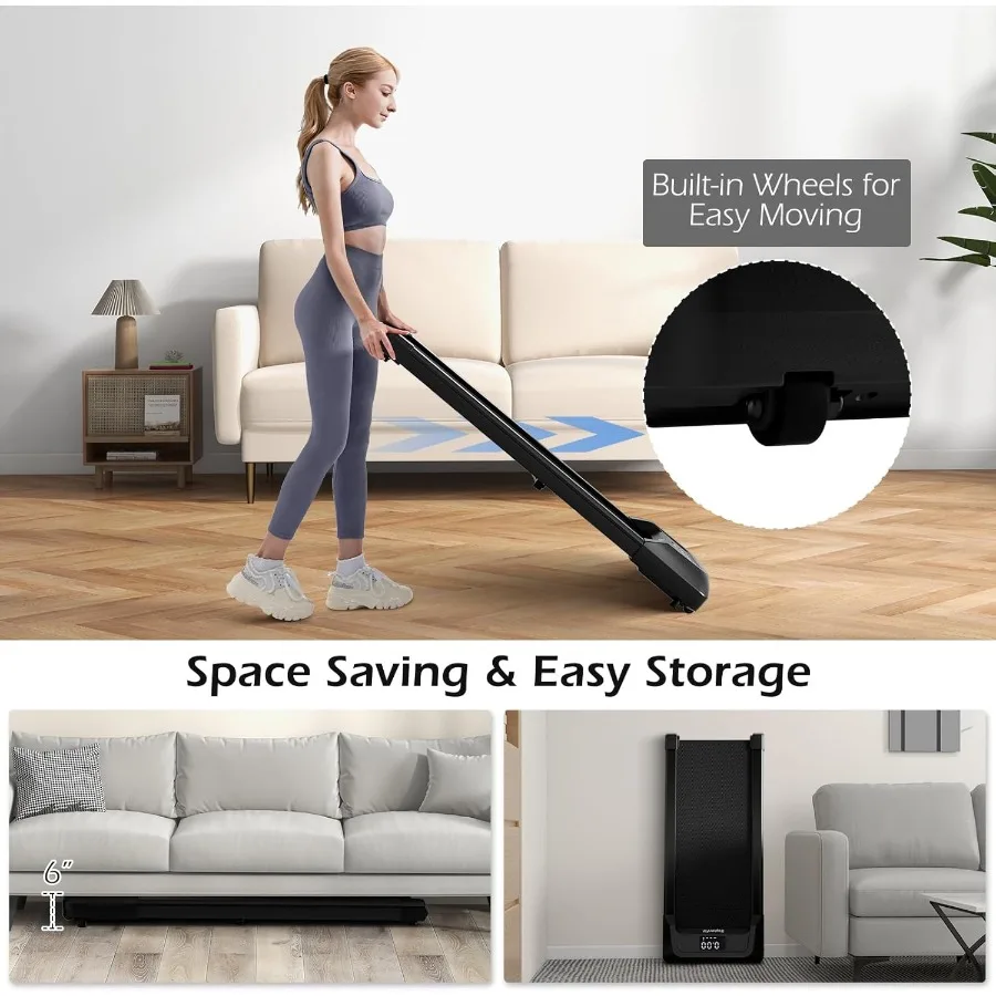 جهاز مشي محمول 2 في 1 تحت المكتب للياقة البدنية في المكتب المنزلي: يدعم ما يصل إلى 265 رطل يتميز بجهاز التحكم عن بعد وشاشة LED fo