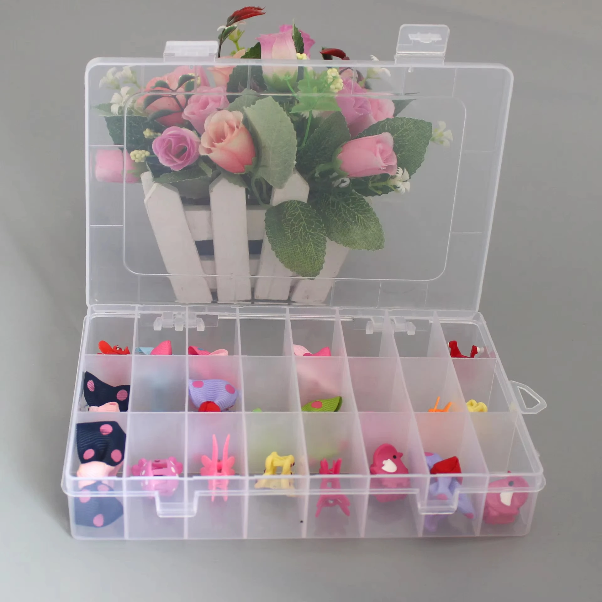 Practical 24 Grids Compartment Plastic Storage Box Jewelry Earring Bead Screw Holder Case Display Organizer Container