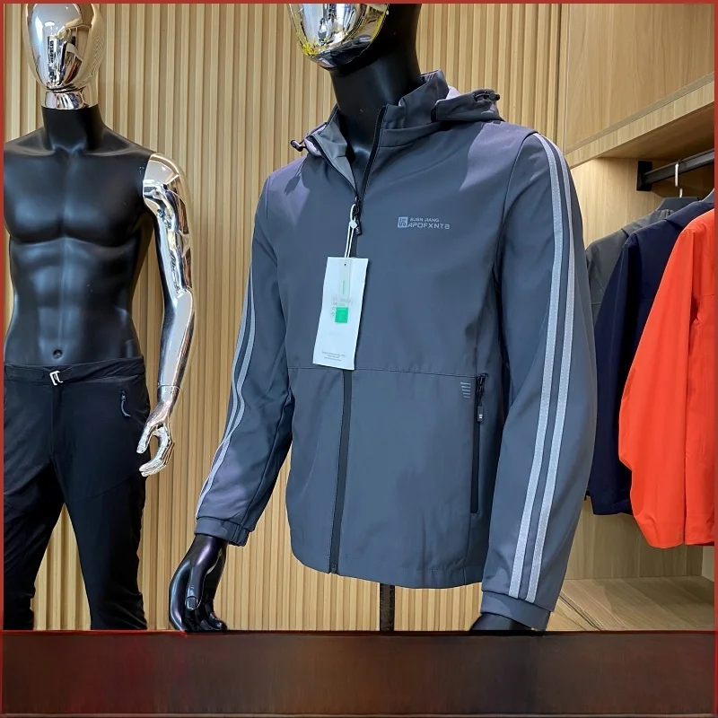 

New 2024 Men's Outdoor Softell Casual Hooded Jaet Windproof Youth Faion Spring Autumn Stand Fit Long Sve Coat