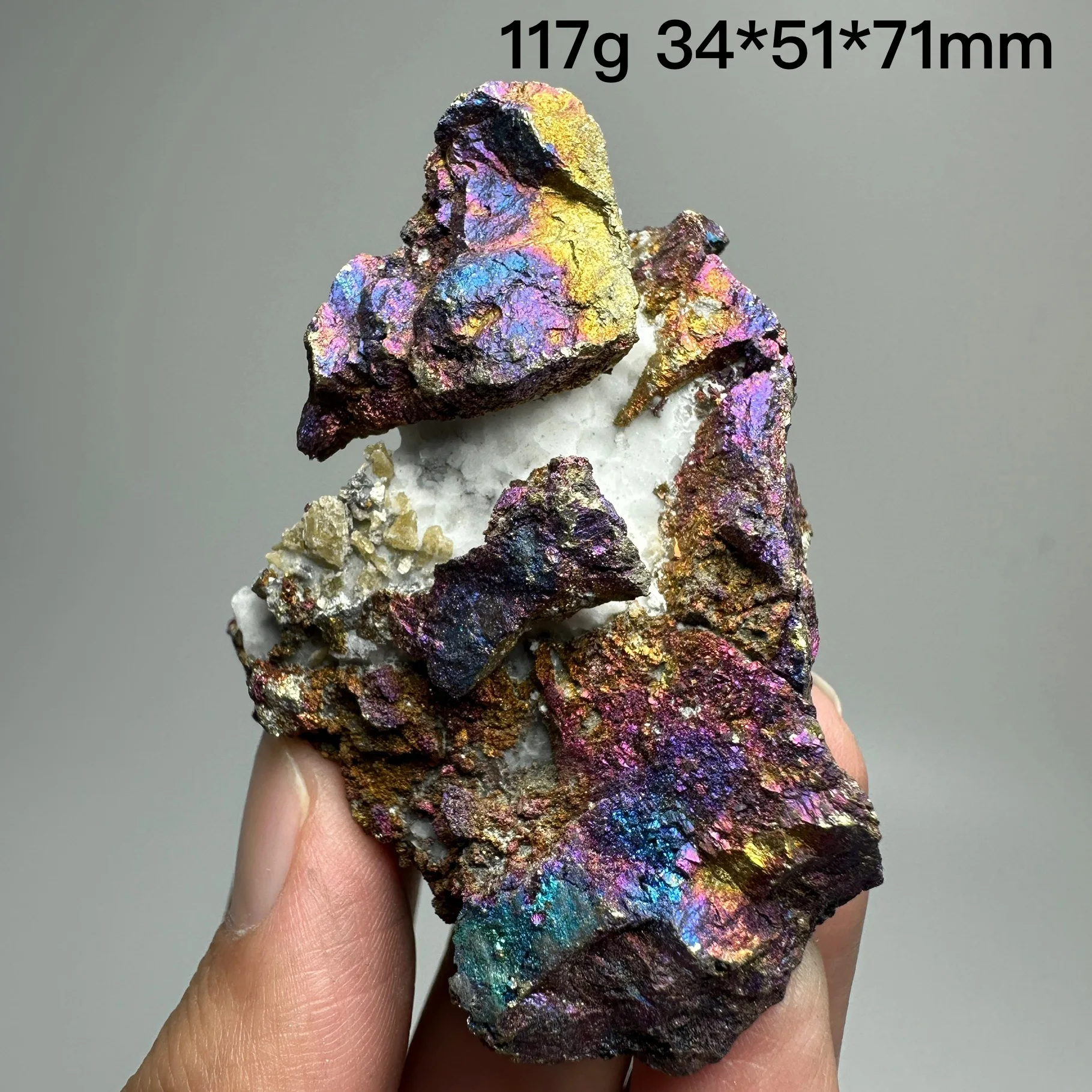 

Natural Bornite mineral specimen + healing quartz crystals and stones rock gemstone