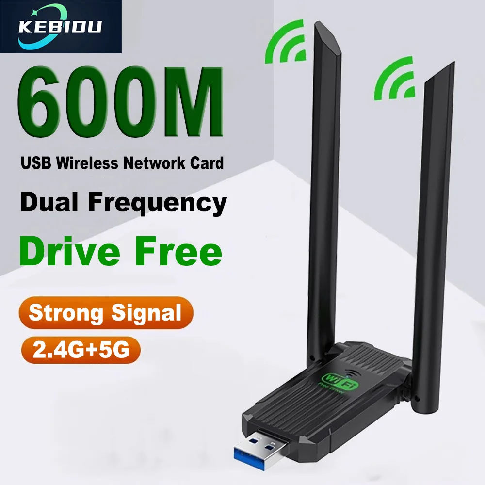 

600Mbps WiFi 6 USB 2.0 Adapter 802.11AC Dual Band 2.4G 5GHz Wireless WiFi Dongle Network Card for Window 10 11 PC Free Driver