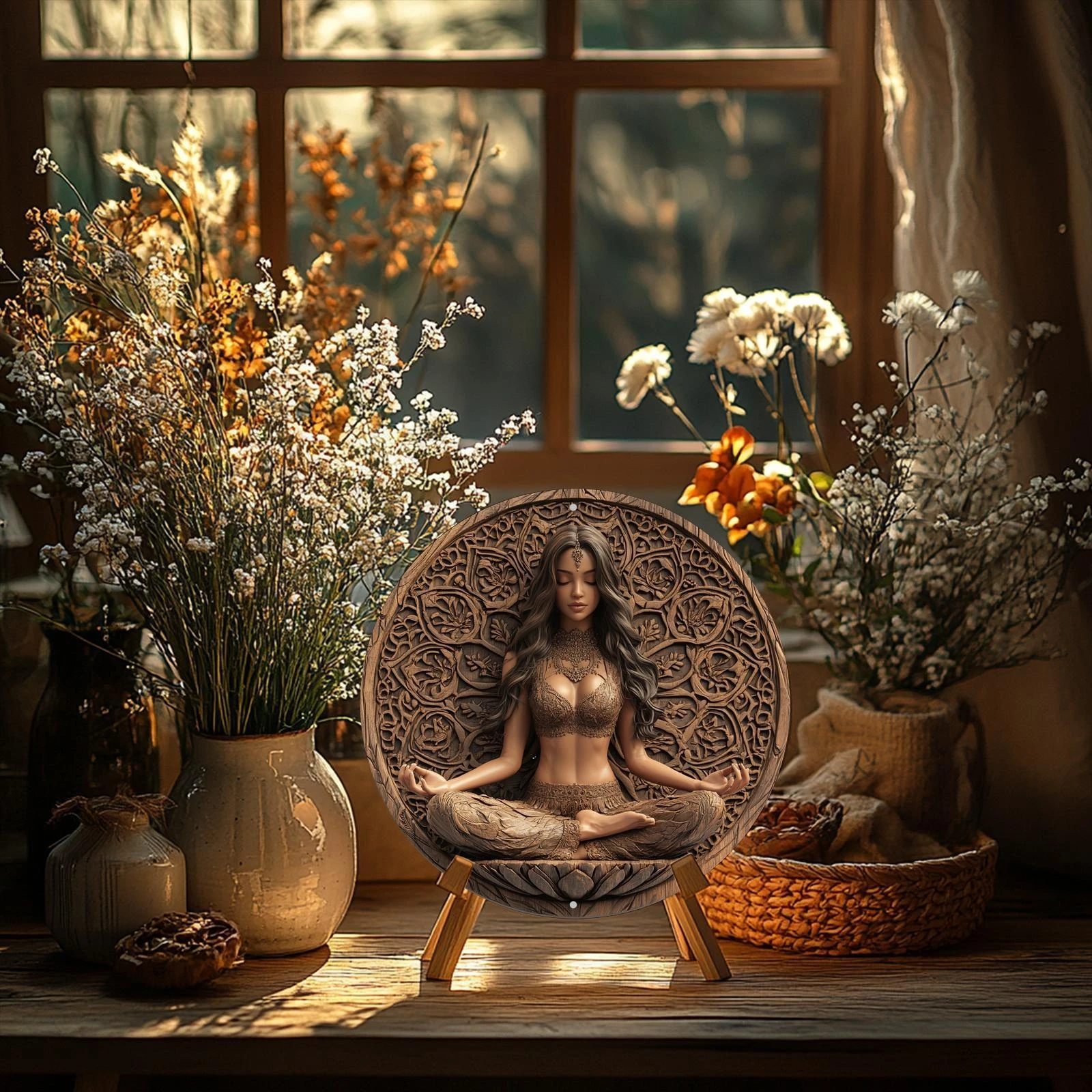 7 Kind Elegant Queen Theme Wooden Round Disc 2D Flat Color Printed Wall Hanging Piece Home Garden Bedroom Office Decoration Gift