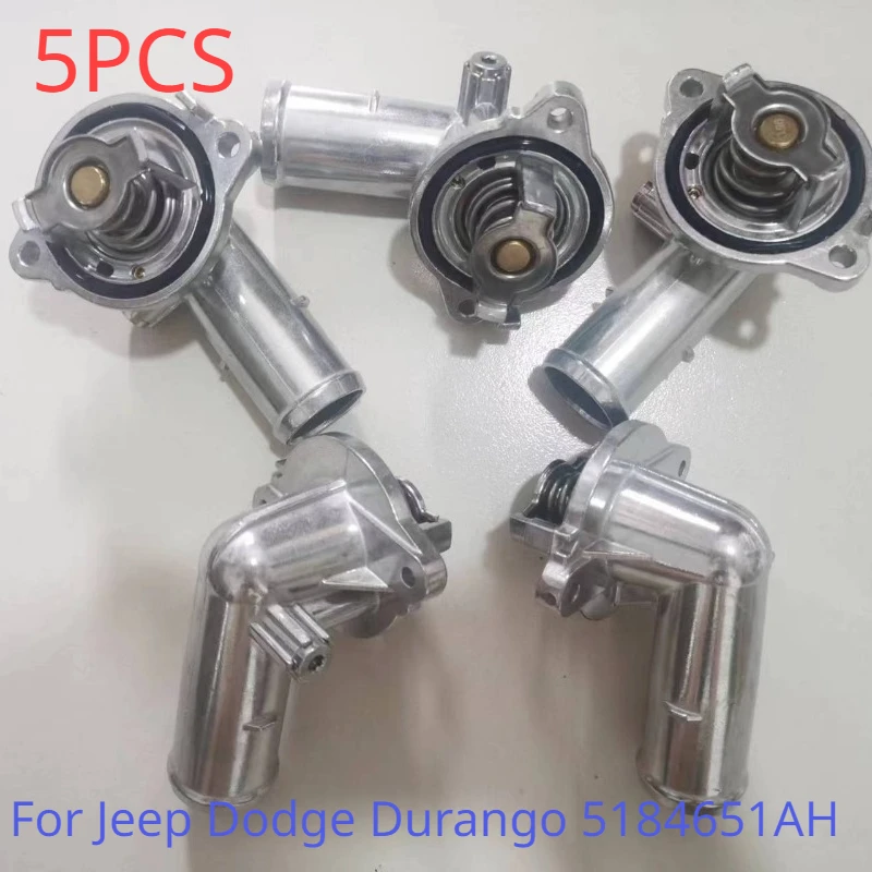 

5PCS Aluminum Cover With Washer Thermostat 5184651AH Engine Coolant Thermostat Housing For Jeep Dodge Durango 3.6L V6 New