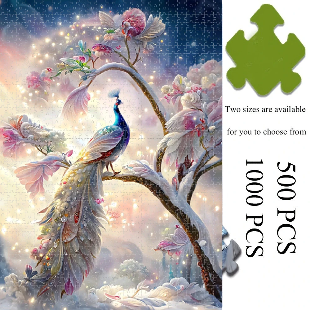 

Jigsaw Puzzles Adults Peacock Flower Scene Home Puzzle Stress Relief Entertainment Toys Landscape Puzzles Christmas Gift