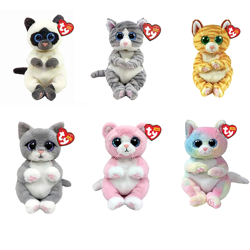 15CM Ty Big Eyes Beanie Bellies Plush Stuffed Animal Toy Cute Doll Cat Jenni Mango Children Christmas New Year Kids Gifts