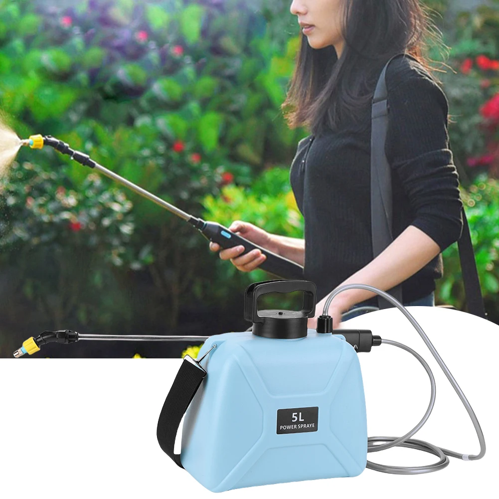 전기 스프링클러 텔레스코픽 로드 관개 도구, 5L 스프링클러, 2500mah 배터리 구동 핸드 헬드 전기 분무기, 농업 도구