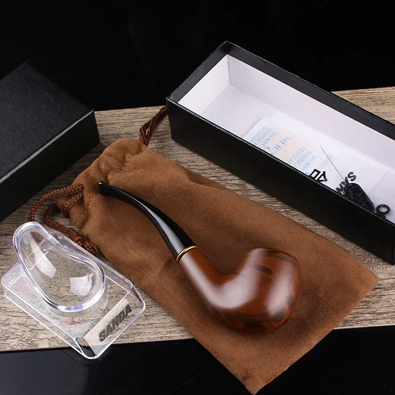 أنبوب تدخين من الراتينج طراز ساندا القديم ، ترشيح القطران ، أنابيب قابلة للغسل للدخان ، أداة أنبوب سجائر صحية قابلة لإعادة التدوير للرجال