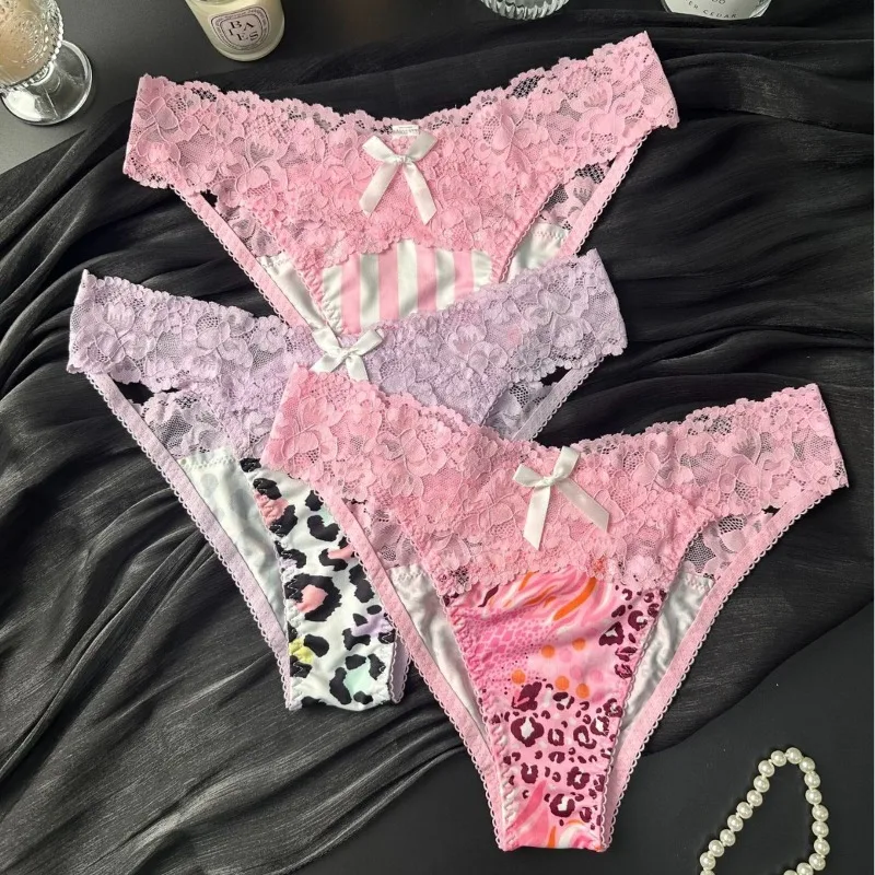 

Кружевное сексуальное женское нижнее белье с леопардовым принтом, бесшовные трусики с низкой талией и цветком, мягкие тонкие хлопковые трусы с промежностью, нижнее белье