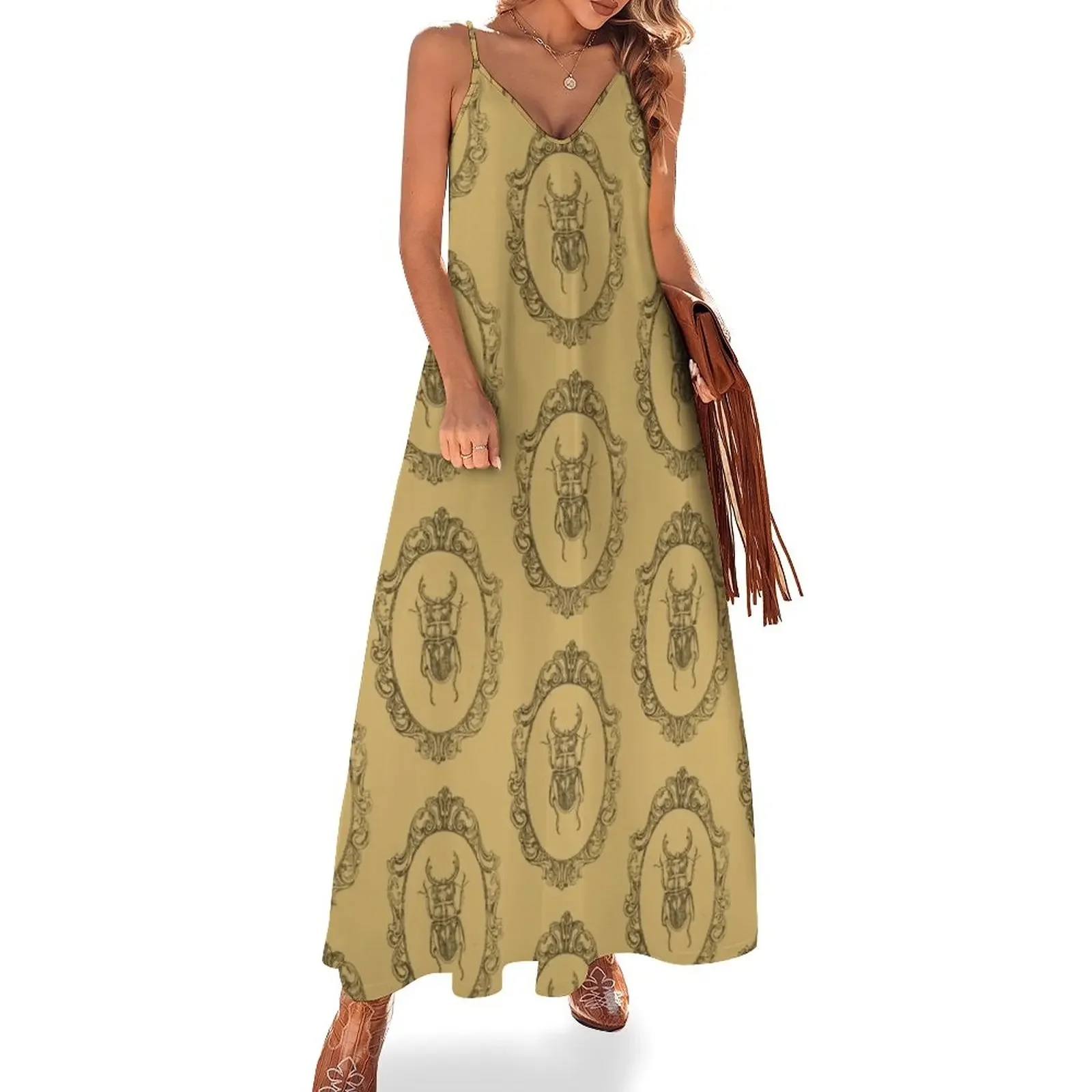 

Vintage Framed Beetle Sleeveless Dress cute dress luxury dresses summer dress korean women Dresses gala
