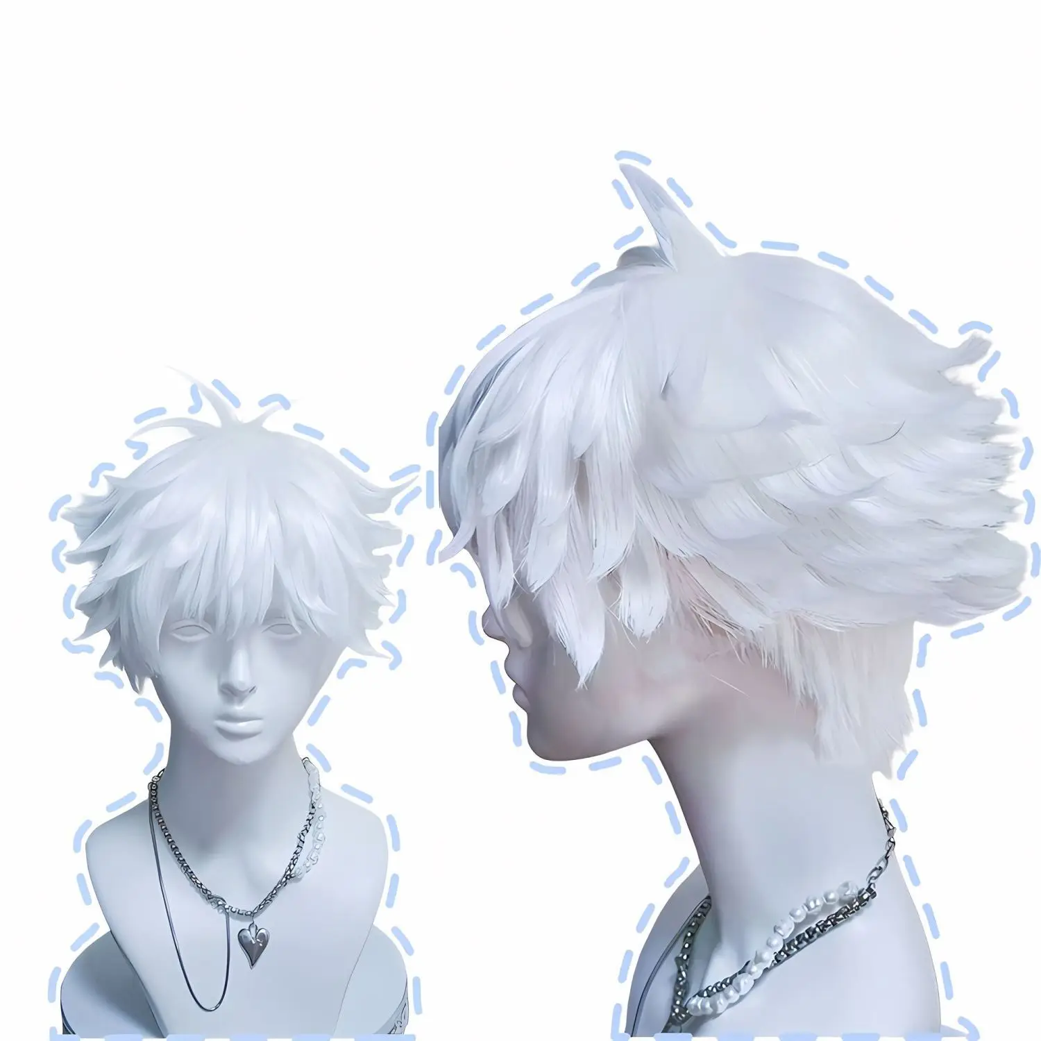 Peruka do cosplayu Jujutsu Kaisen Gojo Satoru, luźne włosy 5t5 i styl z kolcami do góry, wersja anime con, cosplay Final Fantasy, męska