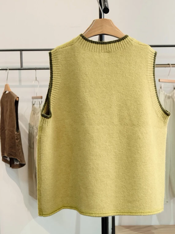 เสื้อกั๊กไหมพรมถักลายสุนัข สไตล์ใหม่สำหรับฤดูใบไม้ร่วง นุ่มสบาย ใส่ได้หลายแบบ ทันสมัย มีสไตล์