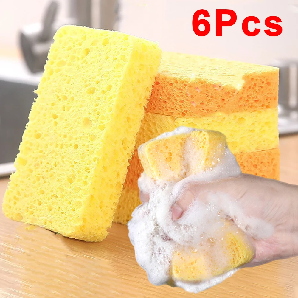 

1/2/6Pcs Double Side Dishwashing Sponge Kitchen Scouring Pad For Dish Pan Cooktop Removes Rust Cleaner Household Cleaning Tools