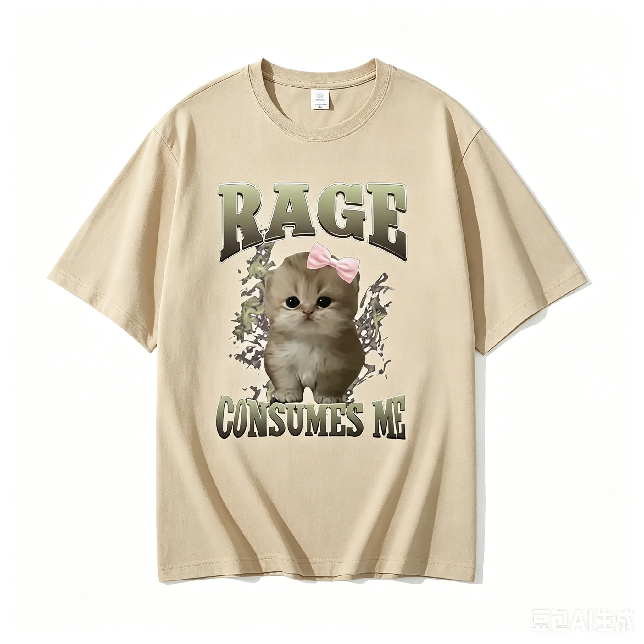 Rage Consumes Me Funny Cat Meme Printed Cotton T-shirt Adults & Kids Fashion Kawaii Casual Loose O-Neck Short Sleeve Tee