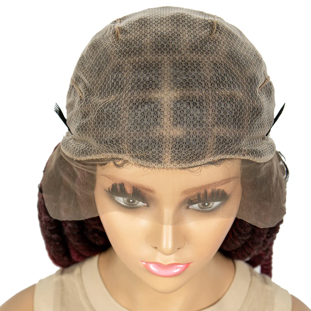 วิกผมถักเปียแบบกล่อง 16 นิ้ว แบบไร้ปม HD วิกผมลูกไม้ถักเปียแบบเต็มศีรษะสำหรับผู้หญิง วิกผมถักเปียแบบโครเชต์พร้อมผมเบบี้แฮร์