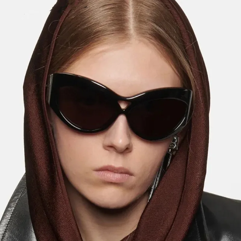 Mode Y2K Cat Eye Sonnenbrille Frauen Retro Große Schmetterling Form Hohl Brillen Shades UV400 Trend Breite Beine Männer Gläser – Detail 1