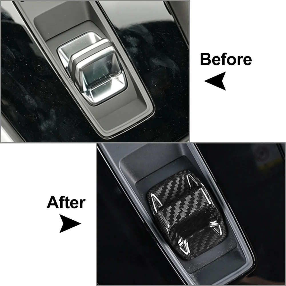 Carbon Fiber Car Gear Lever Shift Knob Cover Trim Decorative For Audi A3 S3 RS3 8Y 2020 2021 2022 2023 Black/Red