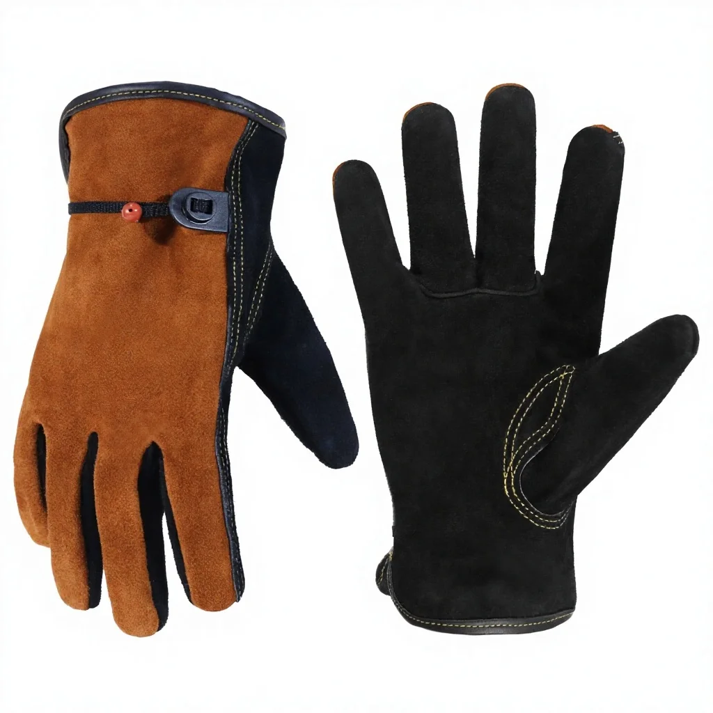For Puncture-Resistant Adjustable Wristband Cowhide Work Gloves For Men Women Gardening Wood Cutting Welding Construction