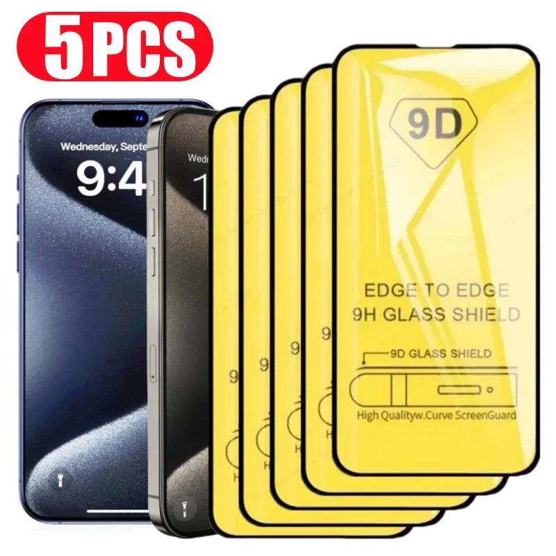 

1-5PCS 9D Screen Protector For iPhone 16 Pro Max 13 11 15 14 12 Mini XR X Xs Max 7 8 Plus SE 6s 16pro 15pro 13pro Tempered Glass