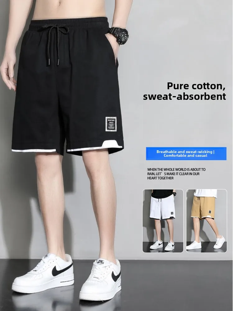 

Мужские летние спортивные брюки из чистого хлопка, новая модная коллекция, свободные повседневные брюки для активного отдыха, большие размеры, бриджи средней длины