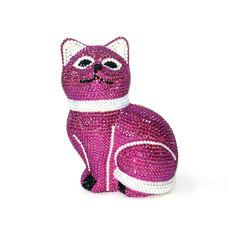 

Special Ladies top design Bridal wedding party women evening party cute Persian cat full crystal clutches purses