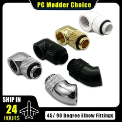 45 90 Degree Elbow Fittings & 360 Rotatable Angled Adapter Hand Compression Connector G1/4'' 3 Colors