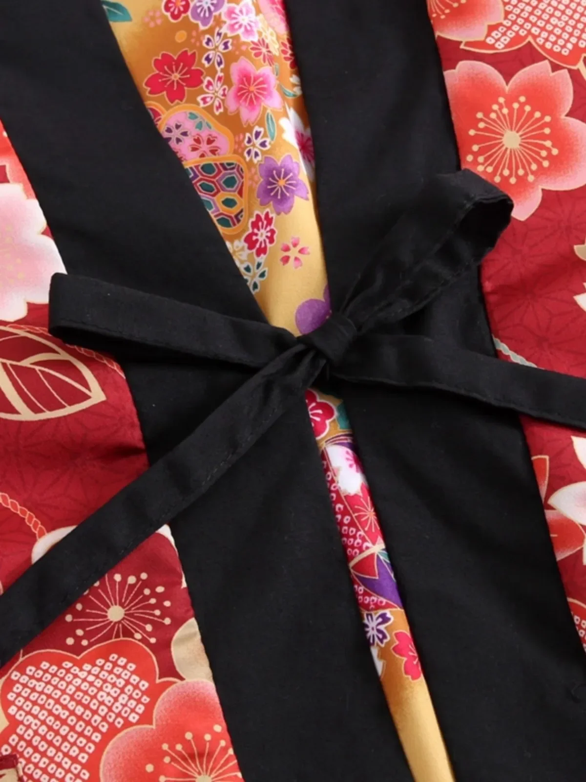 Женское двустороннее зимнее домашнее пальто в японском стиле — легкое хлопковое кимоно с накидкой и теплым запахом