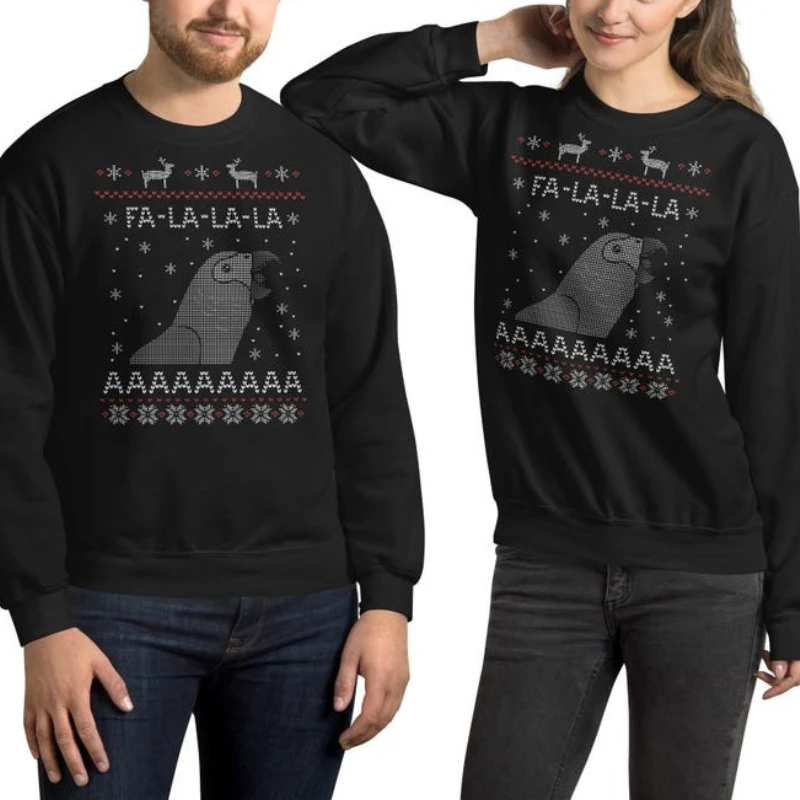 

Уродливый рождественский африканский серый попугай Fa La Birb, осенне-зимний свитшот с длинными рукавами, сохраняющий тепло, одинаковые толстовки, пуловер