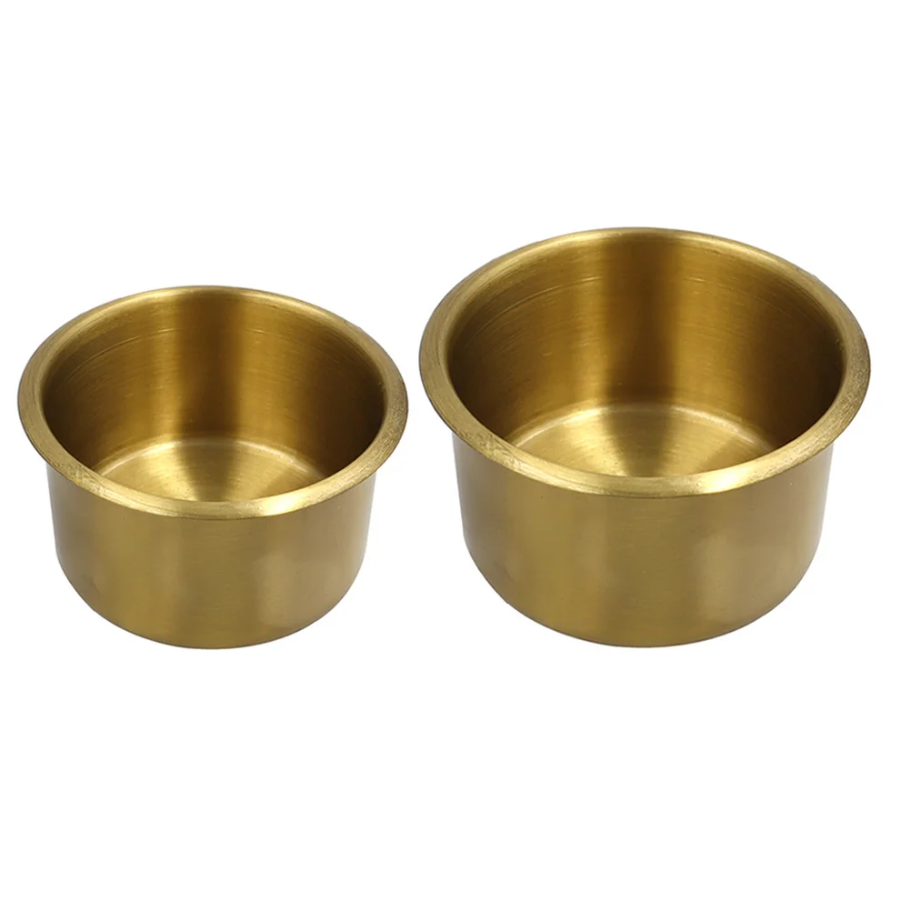 

2 pcs Car Cup Insert Brass Drink Can Bottle Holder For Vehicle Boat Rv Truck Sofa Recessed Cup Holder For Auto Interior