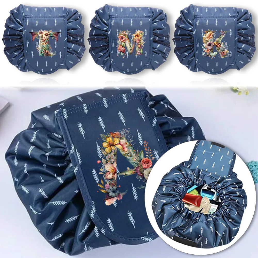 Makeup Pouch Cosmetic Bags Travelneedments Organizer Bags Makeup Brush Storage Bag Folding Wash Bag Floral Letter Printing