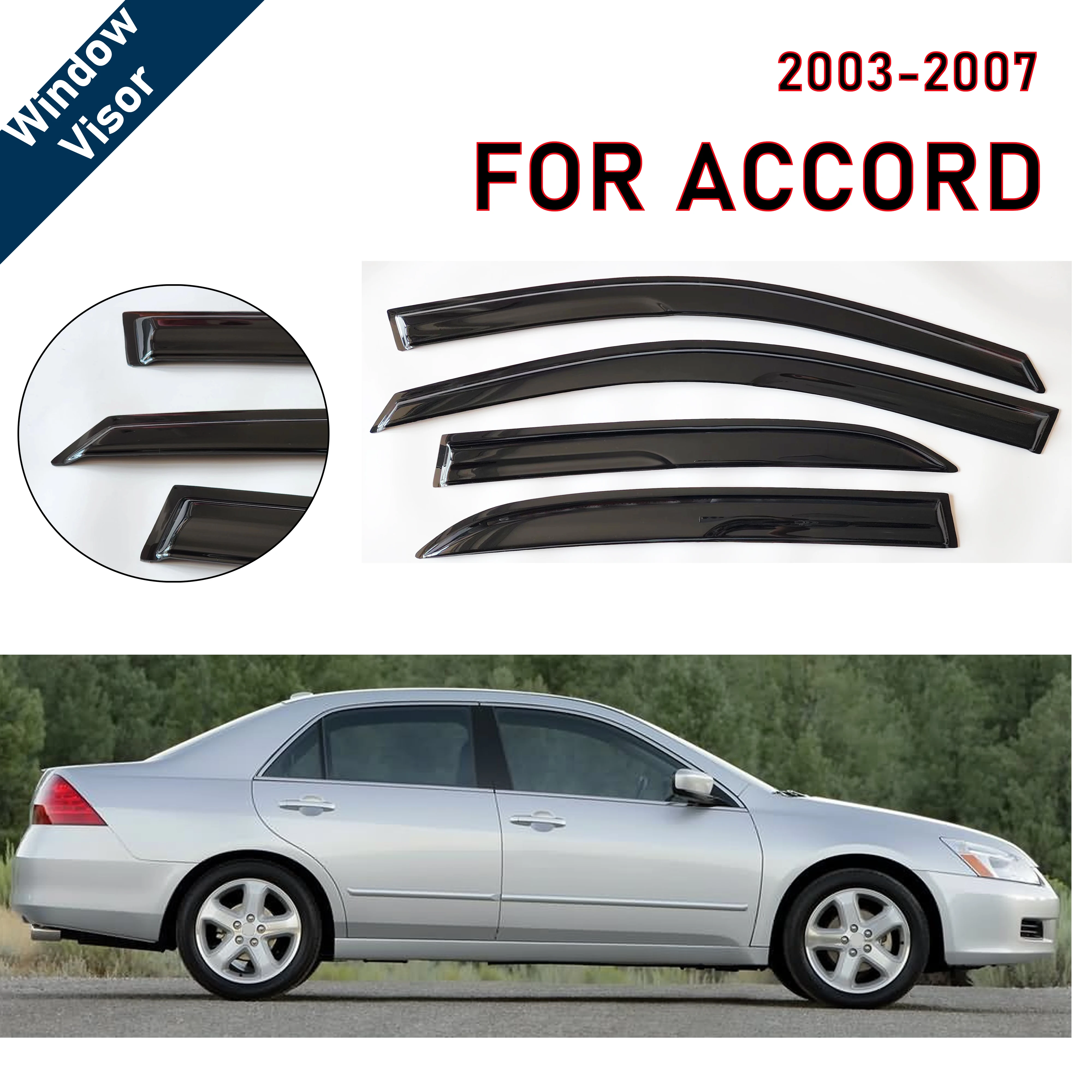 

4 pcs of the latest model car window sunshade for Accord 2003-2007, window visor rain guards window visors window rain guards