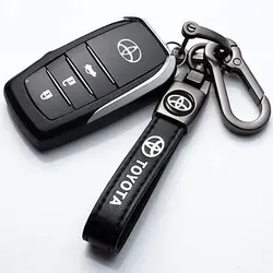 3D Metal/Leather Car Styling Keychain For Toyota Chr rav4 Yaris prius avensis Corolla Camry Key Chain Key Rings Auto Accessories