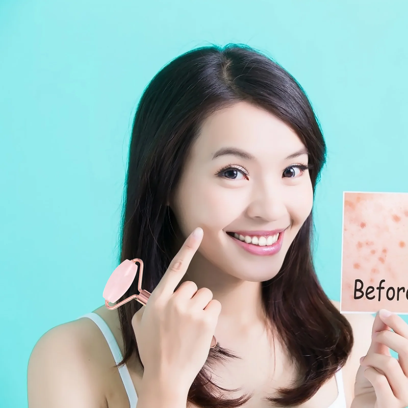 ลูกกลิ้งนวดหน้าหยกธรรมชาติ 1 ชิ้น เครื่องมือดูแลผิวหน้า ลดเลือนริ้วรอย ลดอาการบวม ลดรอยคล้ำใต้ตา ยกกระชับใบหน้า