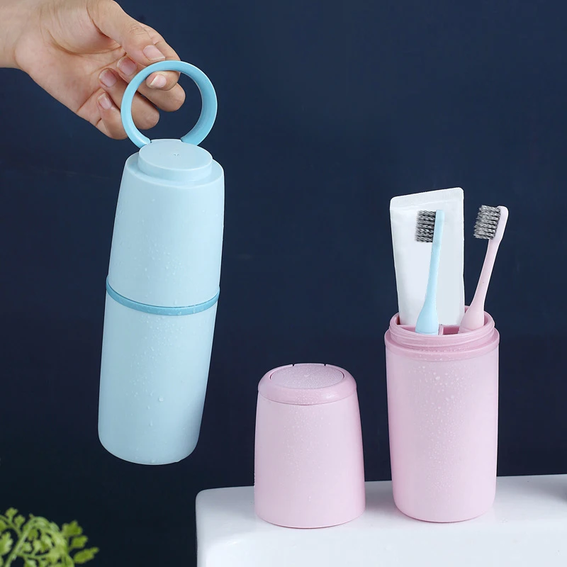 Portable Toothbrush Dustproof Cup Bathroom Toothpaste Holder Storage Case Box Organizer Travel Compartmented Toiletries Storage