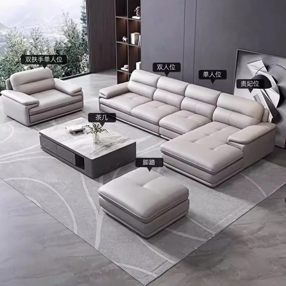 

Linlamlim Big Sectional Corner Couch Nordic Elegant Italian Genuine Leather Sofa Sets Living Room Modular Sofas Home Furniture