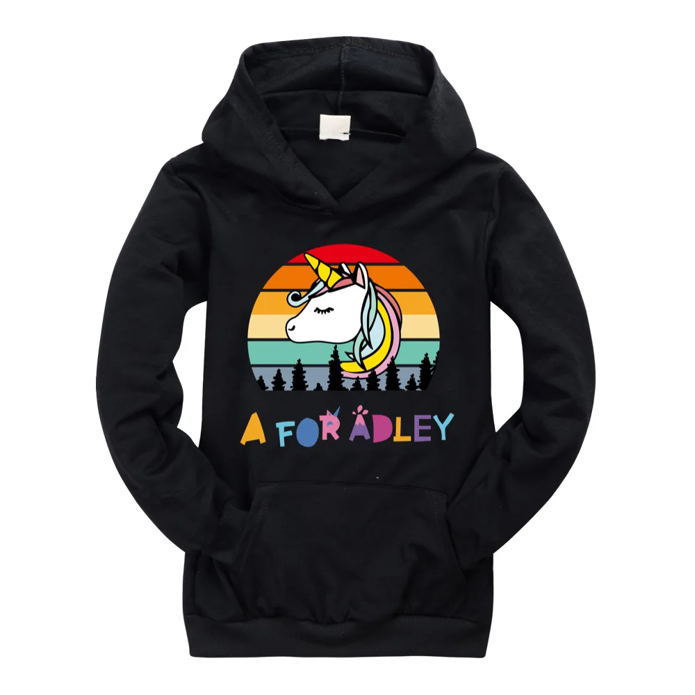 A for Adley Teen Hoodies Tshirt for Girls Boy Spring Clothes Cartoon Boys Hooded Sweatshirt Tops Baby Shirt for Kids