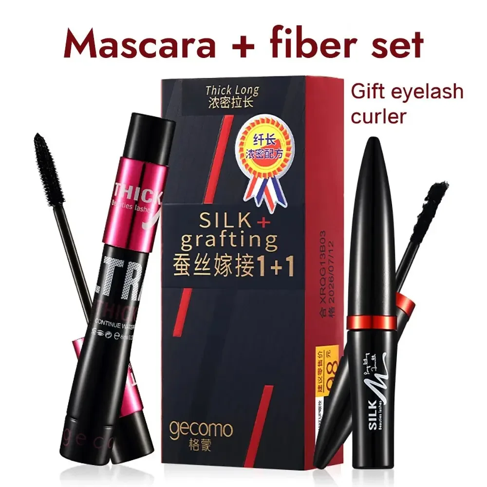 Zwarte Waterdichte Vezel Mascara Set Voor Alle Verlenging Make-Up Wimperverlenging Wimpers Mascara 4D Effect Koreaanse Cosmetica