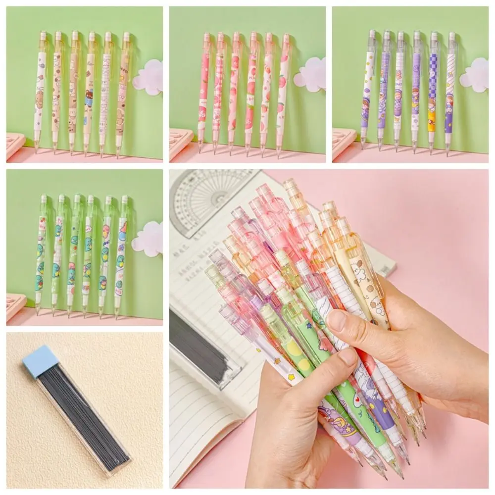 

Pencil Refill 0.5mm Mechanical Pencil Peach Animals Automatic Pencils Astronaut Cartoon Press Pen Student