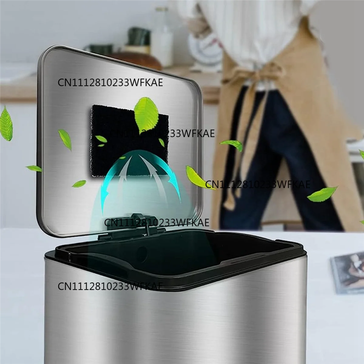A51T 12Pack Trash Can Absorbing Filters, Activated Charcoal Purifying Deodorizer for Trash Cans, Compost Buckets-Rectangle