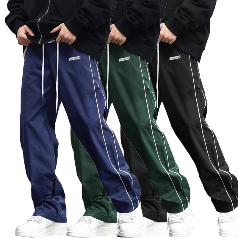 

2025 Thin Sweatpants Mens Casual Cargo Pants Solid Color Summer Autumn Lightweight Cargo Trouser High Street Loose Straight Pant
