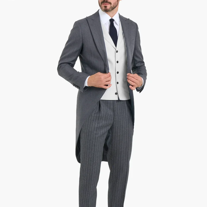 Lansboter Gray Men Suit 3 Pieces Striped Business Casual Slim For Wedding Birthday Banquet Work Tuxedo Set Jacket Vest Pants