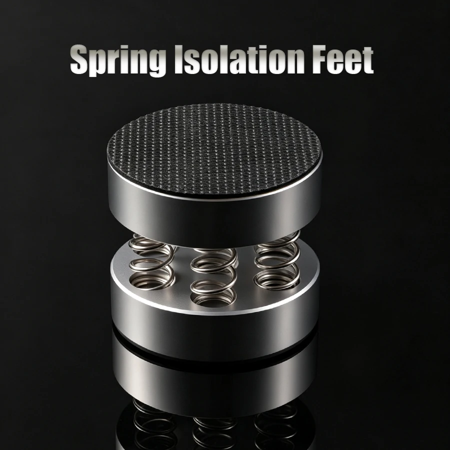 QINCROWN 4 Pack Audiophile Aluminum Alloy Spring Audio Isolation Feet, Anti-Vibration Pads for HiFi Amp Turntable DAC CD Player