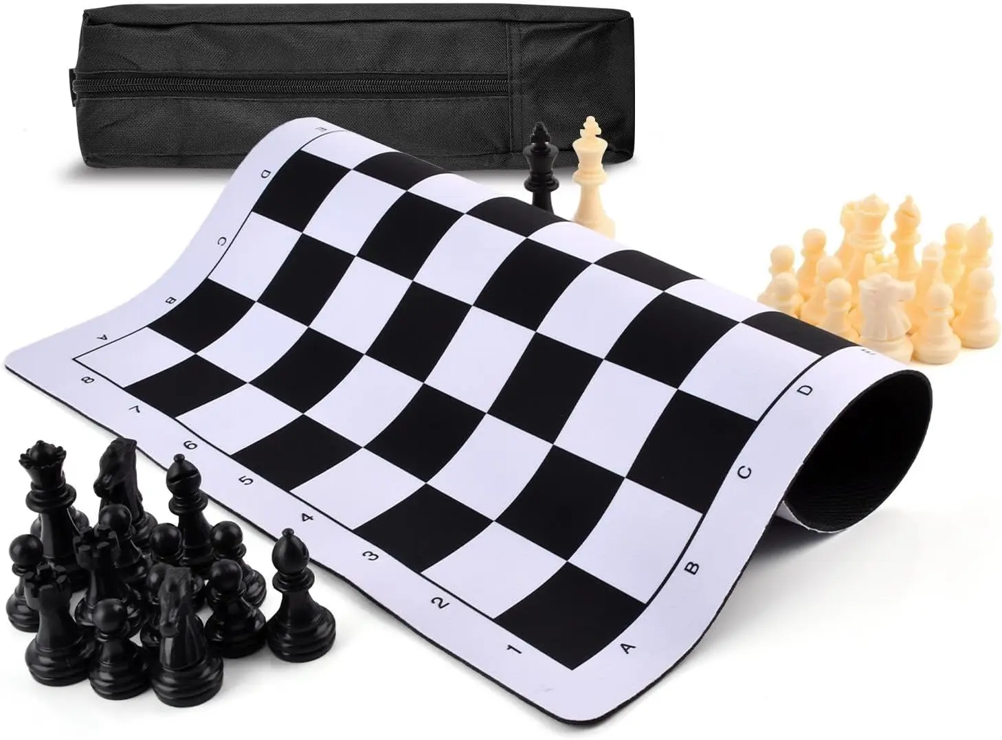

Portable 35cm Rollable Chess & Checkers Set with Storage Bag