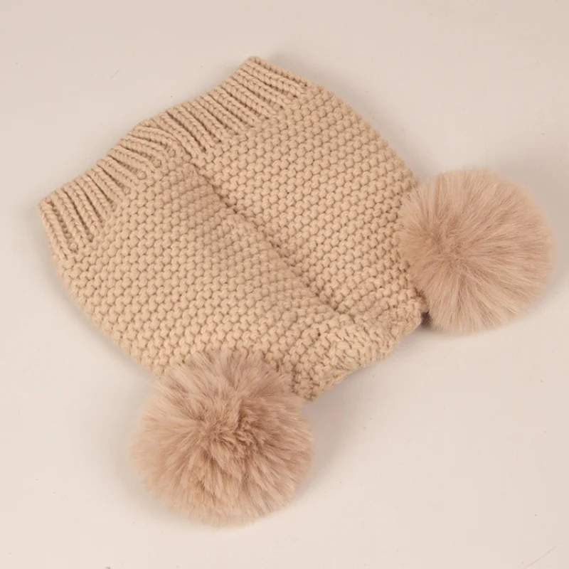 Autumn Winter Warm Baby Knitted Bonnet Cute Infant Toddler Warm Pompom Hats For Kids Boys Girls Children Beanie Caps 6-24M