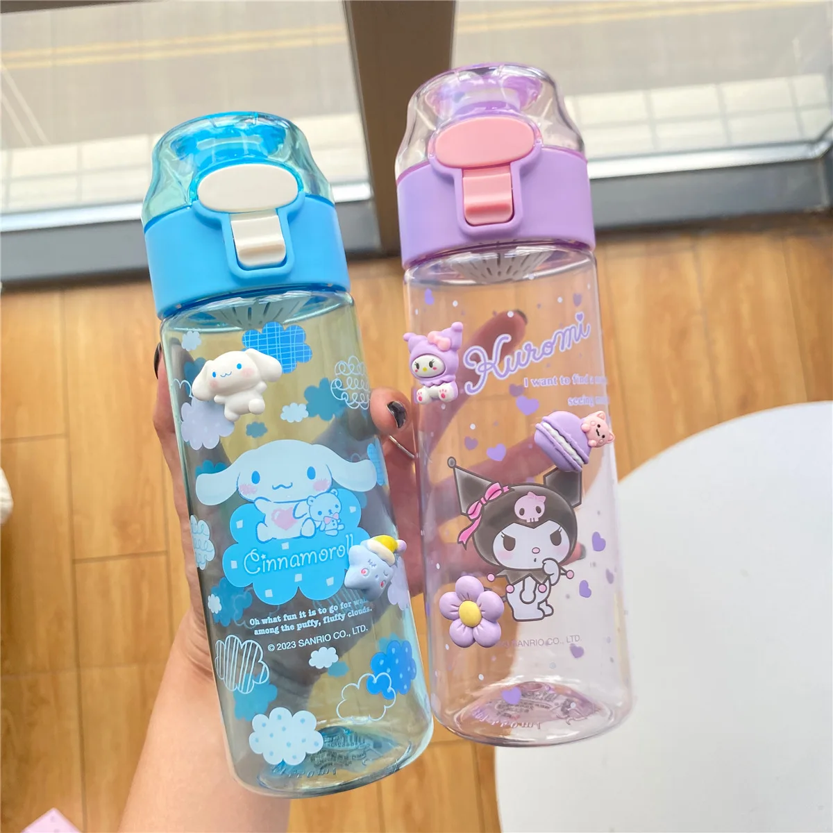 

Sanrio Anime 550ML Water Cup Portable Children's Cute Kuromi Plastic Cartoon Outdoor Sports Large Capacity Water Bottle Gifts