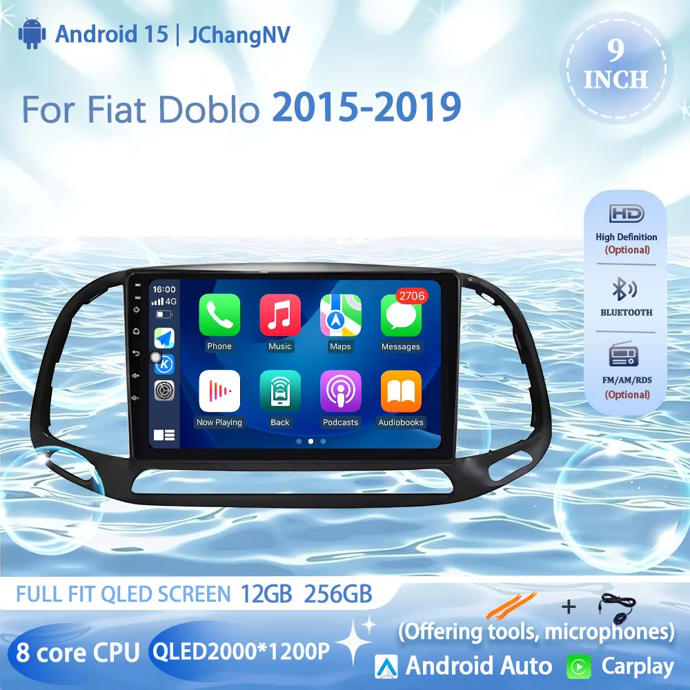 

WIFI 4G Car Radio GPS Carplay Auto Android 15 For Fiat Doblo 2015 2016 2017 2018 2019 Video Player Stereo Multimedia Navigation