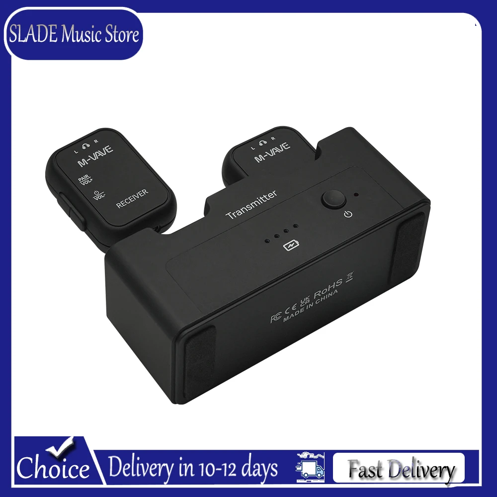 M-VAVE WP-12 Wireless Earphone Monitor System，2.4GHz, 3ms Latency, 24H Battery for Live Stage & Studio,Guitar/Bass Accessories