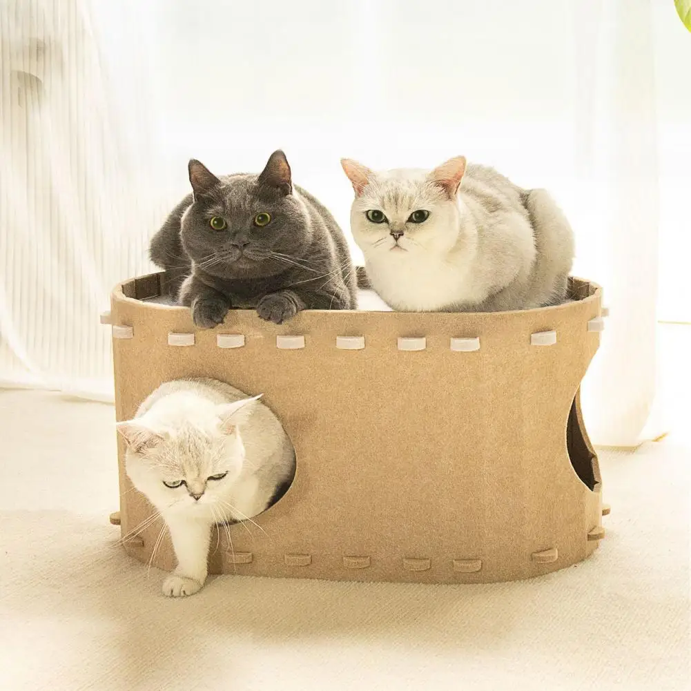 Escape relajante para gatos, cueva para gatos de verano, camas para aliviar el estrés, casa resistente de doble capa para gatos de interior, hasta 22 libras