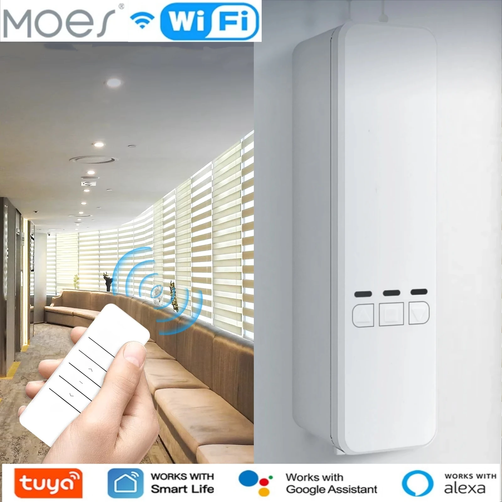 

MOES Tuya WiFi Smart Chain Roller Blinds Shade Shutter Drive Electric Curtain Motor App Control Works with Alexa Google Home