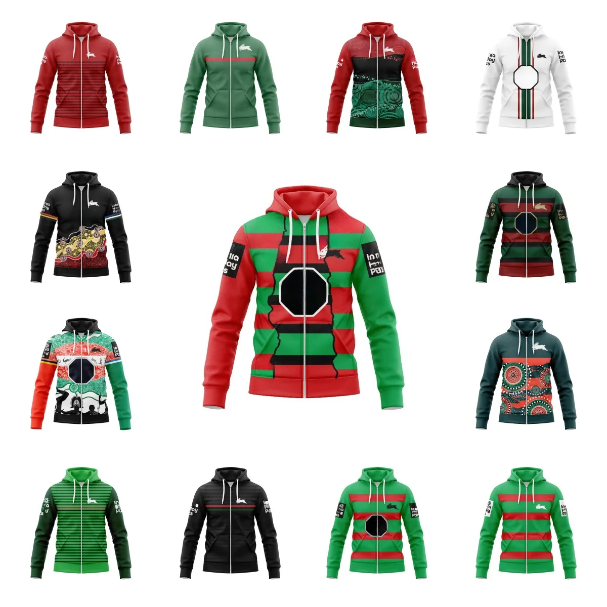 

2024 Rugby Match - South Sydney Rabbitos Zipper Hoodie - Local/Home/Away/Training/Legion/Splicing/Top Rugby Zipper Hoodie