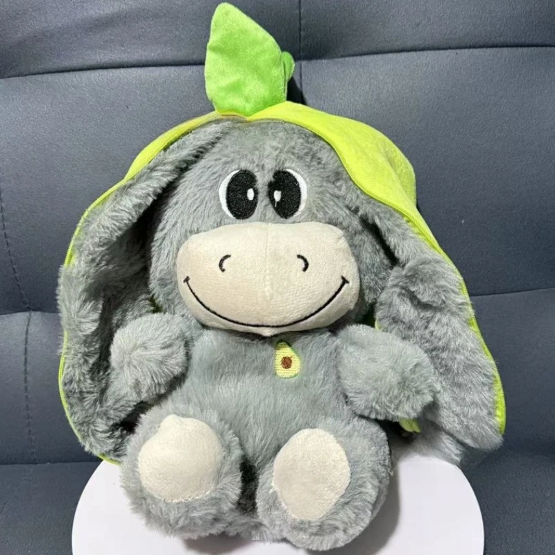 Hot Breathing Light-up Music Avocado Donkey Plush Doll Cute Donkey Sleep Comfort Companion Stuffed Dolls Toy Children's Gifts